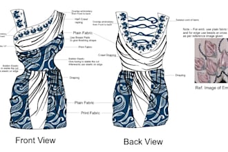 make fashion techpack pre production detail and flat sketch
