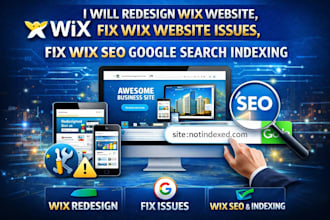 design wix website, fix wix website issues, and fix wix SEO google search index