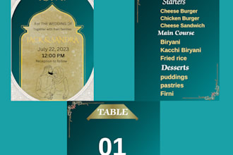 design an elegant teal and gold wedding invitation bundle