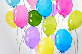 create a custom watercolor ballon illustration with name