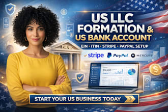 us banking llc formation ein itin US business bank account stripe paypal setup