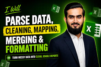 parse data, cleaning, mapping, merging, and formatting