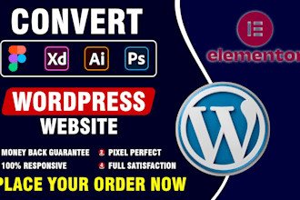 convert figma to wordpress, PSD to wordpress, figma to elementor