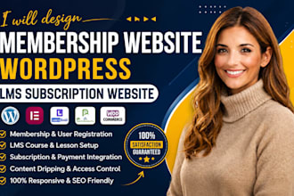 design membership website wordpress membership website, lms subscription website