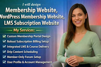 design membership website wordpress membership website, lms subscription website