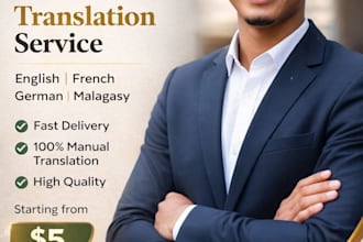 translate english, french, german and malagasy professionally