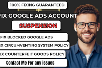 fix urgent google ads suspension for circumventing system fast and quick