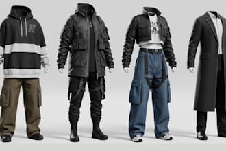 design, rig and texture 3d clothing mesh for vrchat second life fivem imvu peds