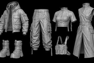 design, rig and texture 3d clothing mesh for vrchat second life fivem imvu peds