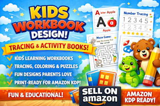 create a kids learning workbook, tracing, and activity book for amazon KDP