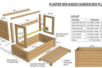 custom planter box raised garden bed plans with 3d design cutlist