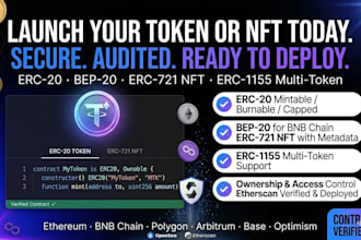 create a secure erc20, bep20, erc721 token and nft smart contract