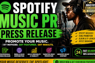write and distribute a professional spotify music PR press release for artists