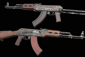 3d printable gun bullet model,game asset,assault rifle weapon, roblox gun design