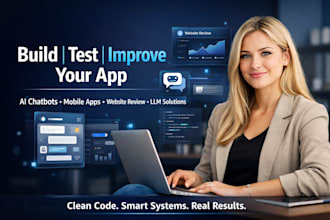 app test ai agent, ai chat bot,develop mobile app website review llm develop
