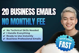 setup 20 business emails for your domain in 1 hour no monthly fee