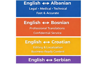 provide high quality, professional translations from english to albanian bosnian