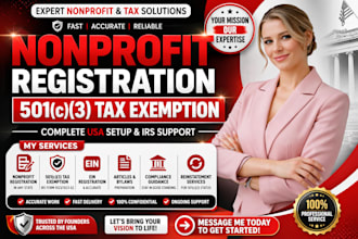 register your nonprofit 501c3, ein and handle tax exemption USA
