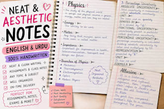 write neat handwritten notes for assignments english urdu