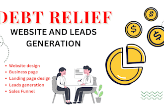 build debt relief website debt settlement landing page sales funnel for leads