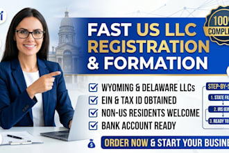 register your US llc and ein for non residents in wyoming delaware or florida