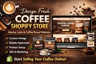 design fresh coffee shopify store mocha coffee latte website coffee beans store