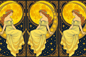 draw art nouveau illustration art deco retro vintage comic art tarot card