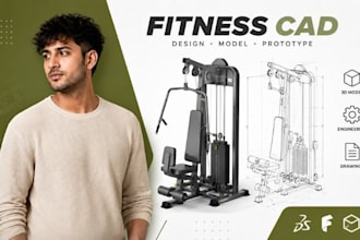 custom fitness device cad, 3d cad gym equipment components, fitness cad