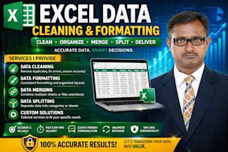 clean, format, merge, split excel data