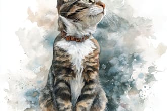 draw watercolor pet portrait