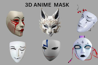 create 3d print and  paint anime mask and props model