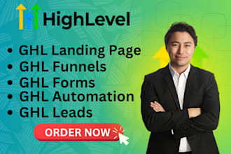 setup landing page, funnels, forms, automations, leads
