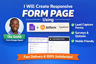 create responsive form page using google forms, jotform or typeform
