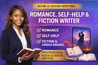 be romance book writer, self help ebook ghostwriter, fiction kindle ebook writer