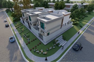 update 3d multi story building apartment,real estate,rooftop garden,cgi render