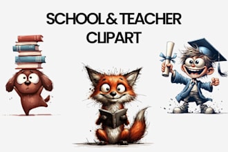 create cute watercolor clipart for teachers and educational resources