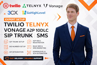 setup twilio telnyx sip trunk vonage a2p 10dlc gohighlevel SMS for business