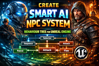 create smart ai npc system, behaviour tree for unreal engine game development