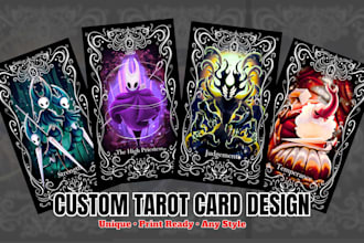 custom tarot card design oracle card zodiac card game illustration in any style