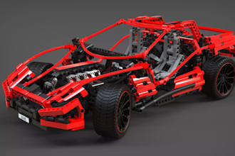 design 3d lego model, lego technic car, fivem, toy moc pdf manual xml part list