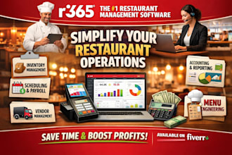 handle restaurant365 , r365 setup, bookkeeping, and financial reporting