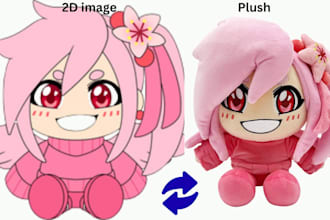 turn your 2d image to a physical plush, keychain, squishmallows, plush pattern