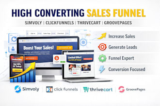 build simvoly thrivecart groovepages clickfunnels salesfunnel website design