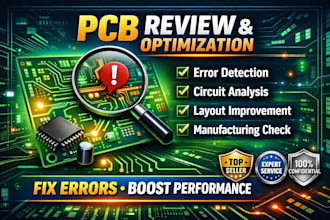 review your pcb schematic and pcb layout for errors and optimization