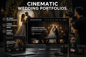 design a professional wedding photography website and videography portfolio