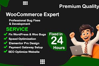 fix woocommerce issues, wordpress bugs, and design elementor pro websites