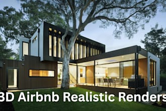 do 3d airbnb interior with realistic renders and shopping list to boost bookings