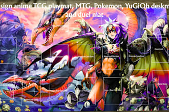 design anime tcg playmat,mtg, pokemon, yugioh deskmat, duel mat