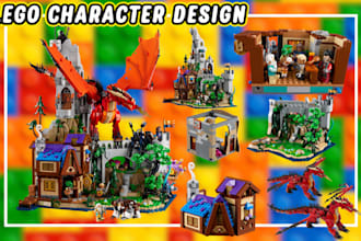 design 3d lego moc in minifigure model, house, technic vehicles with instruction