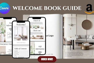 design professional airbnb welcome book, guest guide, house manual